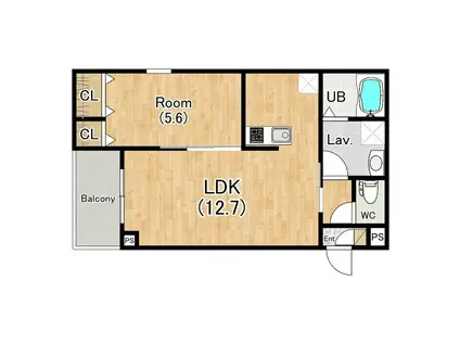ジーメゾン清須アウラ(1LDK/2階)の間取り写真
