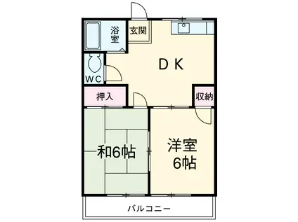 シャンポリオンK(2DK/2階)の間取り写真