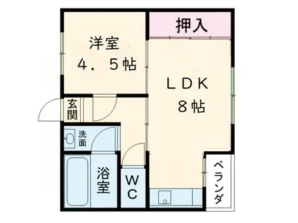 瓜生ハイツ(1LDK/2階)の間取り写真