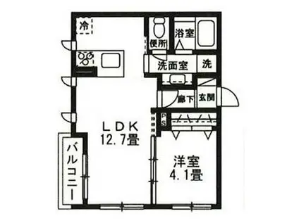 ファランドール弁天(1LDK/2階)の間取り写真