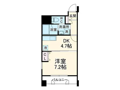 堂島 プライマリーワン(1DK/9階)の間取り写真