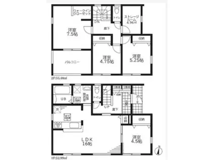 東武伊勢崎・大師線 北春日部駅 徒歩15分 2階建 築1年(4SLDK)の間取り写真