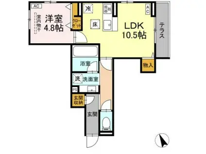 DーZEPHYR(1LDK/1階)の間取り写真