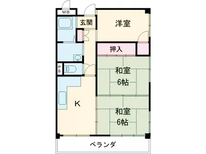 青い鳥ハイツ(3DK/4階)の間取り写真