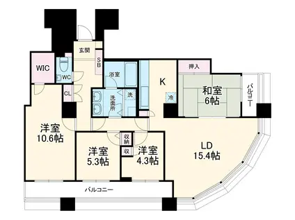 リズムタワーⅡ(4LDK/21階)の間取り写真