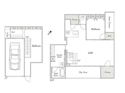 ルミーク雪谷(2LDK/-1階)の間取り写真