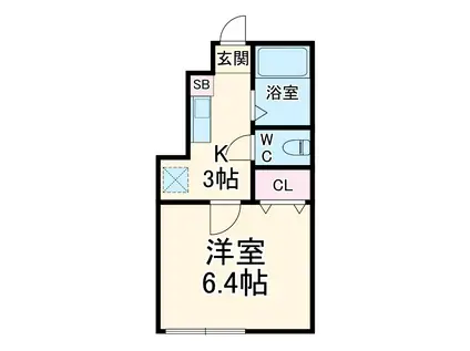 フォレストヒルズ(1K/1階)の間取り写真