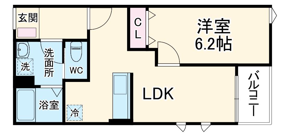 リヴェール元中野Ⅱ(1LDK/2階)の間取り写真