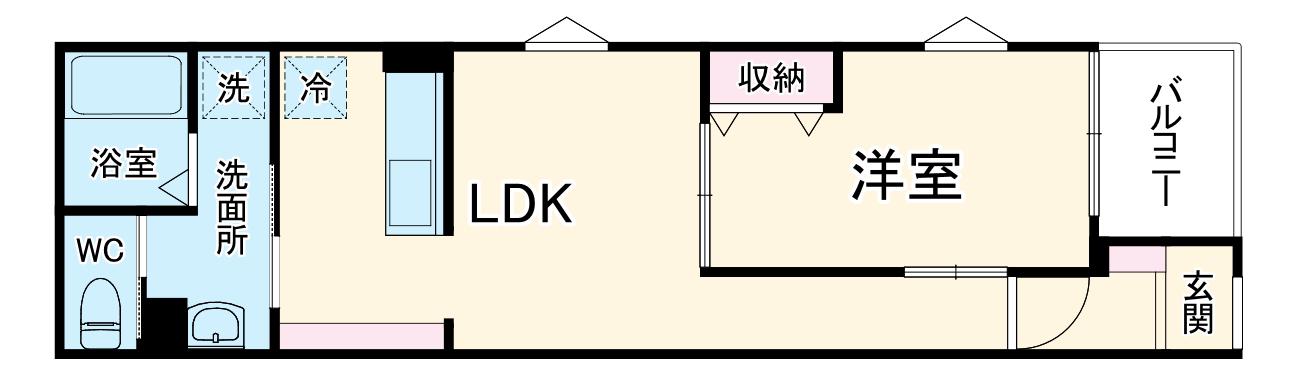 リヴェール元中野Ⅱ(1LDK/1階)の間取り写真