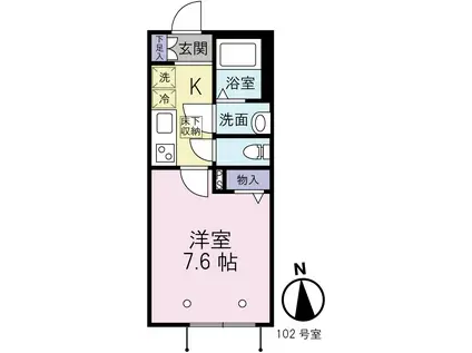 アンリヴァージュ(1K/1階)の間取り写真