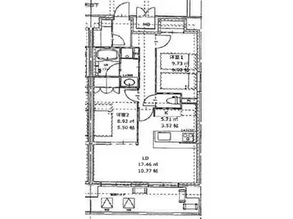 パラドールY(2LDK/9階)の間取り写真