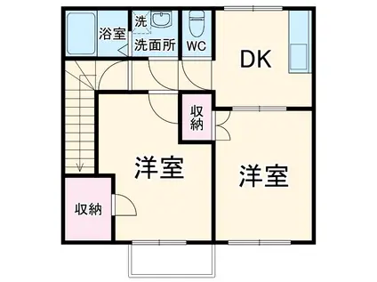 メゾン・ド・フルール2(2DK/2階)の間取り写真