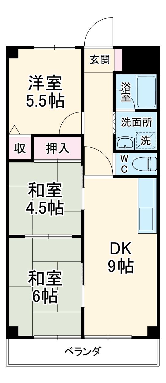 ミルオンデュール西町(3LDK/4階)の間取り写真