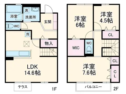 ロイヤル神木(3LDK/1階)の間取り写真