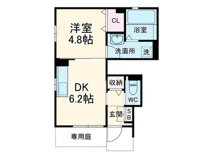 グラ—ティアム A棟(1DK/1階)の間取り写真