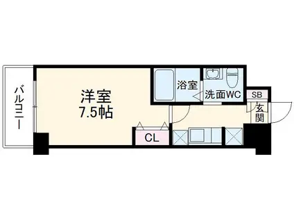 DOビル花崎町3(1K/6階)の間取り写真