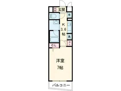 クリオ ラモード学芸大学Ⅱ(1K/4階)の間取り写真