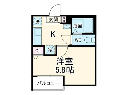 エクセラン北松戸(1K/1階)の間取り写真