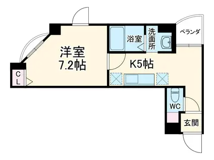 ウィステリア新田町(1K/2階)の間取り写真