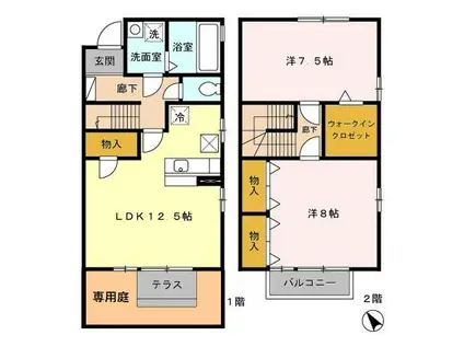 ロイヤルコート E(2LDK)の間取り写真