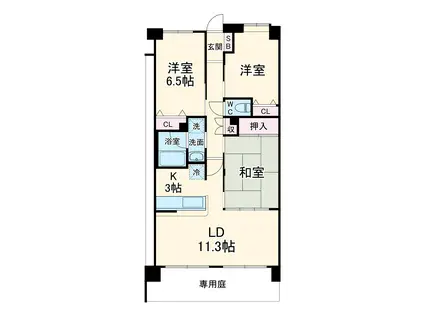 クイーンズレゾン末広(3LDK/5階)の間取り写真