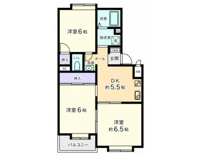 栄光マンション(3DK/3階)の間取り写真