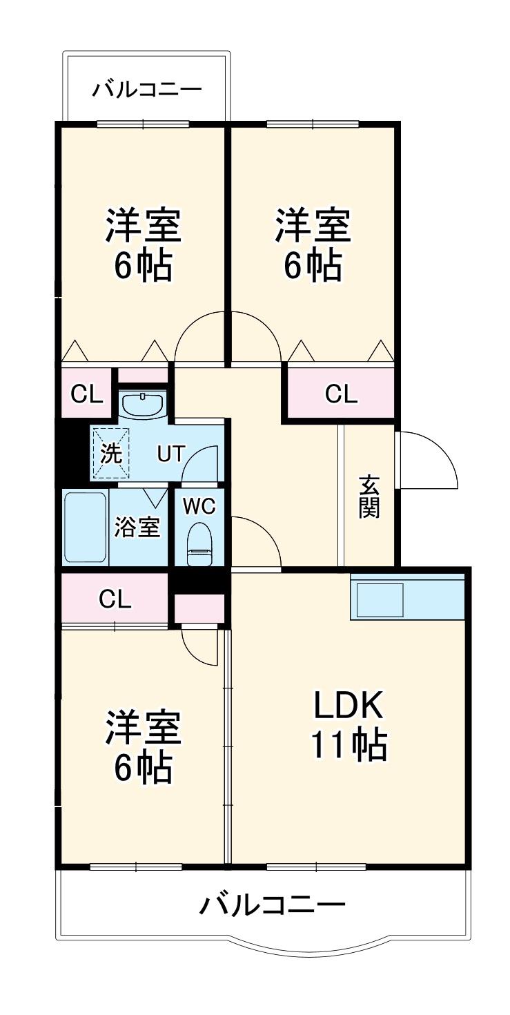 サンポール幸和(3LDK/4階)の間取り写真