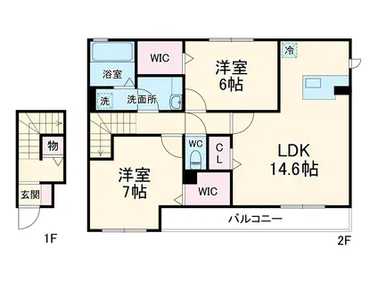 グラニューガーデン(2LDK/2階)の間取り写真