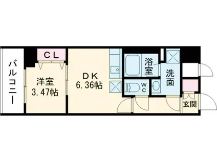 阪急電鉄京都線 西京極駅 徒歩17分 7階建 新築(1DK/3階)の間取り写真