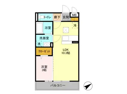 グランシャリオ(1LDK/1階)の間取り写真