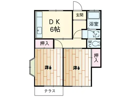 愛川パレス(2DK/1階)の間取り写真