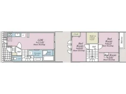 オルキデ蘆花公園壱番館(3LDK/1階)の間取り写真