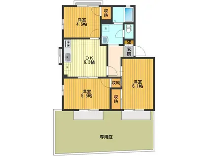 ガーデンハウスM(3DK/1階)の間取り写真