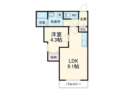 SUCCESS ONE(1LDK/1階)の間取り写真