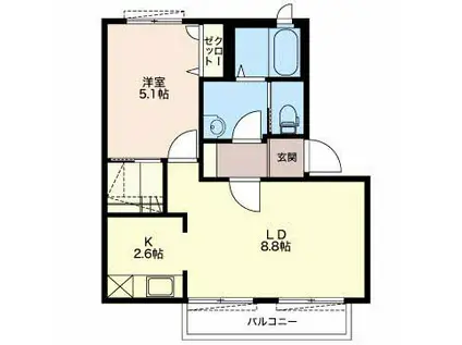 セピアコート財木(1LDK/2階)の間取り写真