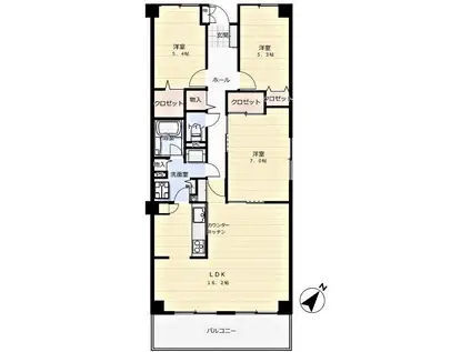 パレスヤマゴ(3LDK/3階)の間取り写真