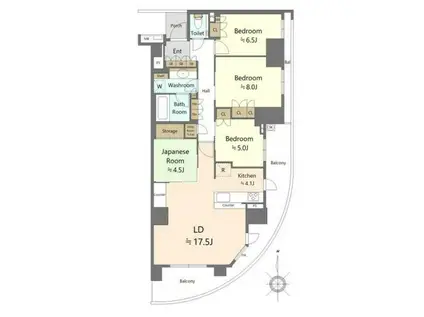 BRILLIA CITY 横浜磯子 D棟(4LDK/3階)の間取り写真