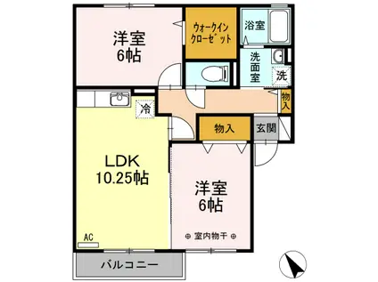 サンハイム西田(2LDK/1階)の間取り写真