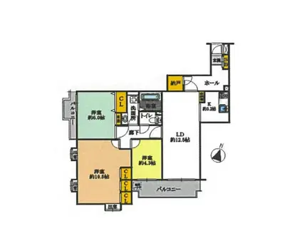 八王子パーク・ファミリア(3LDK/1階)の間取り写真