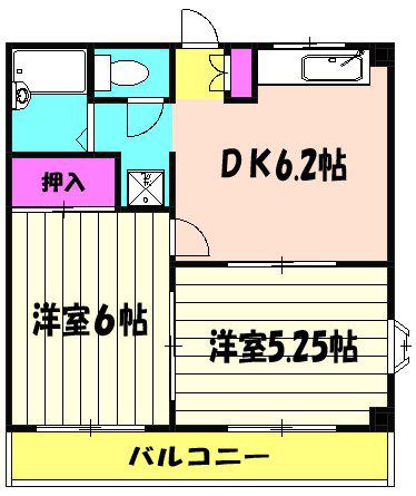 ハイツロリエンテ(2DK/2階)の間取り写真