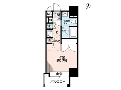 ダイナコートエスタディオ大濠公園Ⅱ(1K/8階)の間取り写真