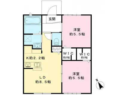 常磐線 常陸多賀駅 徒歩28分 1階建 築1年(2LDK)の間取り写真