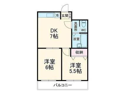 グリーンハイツ(2DK/3階)の間取り写真