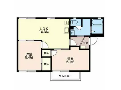 グランデージ日永西(2LDK/2階)の間取り写真