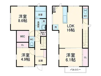 小田急電鉄小田原線 鶴巻温泉駅 徒歩25分 2階建 新築(3LDK)の間取り写真