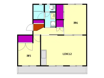 メゾン浜町(2LDK/4階)の間取り写真