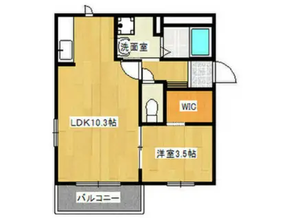 LUNA COURT(1LDK/2階)の間取り写真