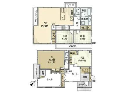 高崎線 上尾駅 徒歩32分 2階建 築11年(3LDK)の間取り写真