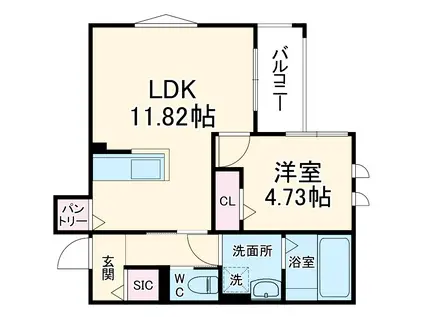 BELL VILLE SAIDERA(1LDK/3階)の間取り写真