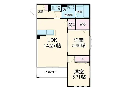 BELL VILLE SAIDERA(2LDK/1階)の間取り写真